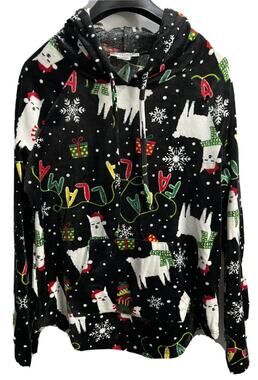 Holiday Ugly Christmas Medium Plush Hoodie Juniors “Fa La La ” LoveCrazy NWOT